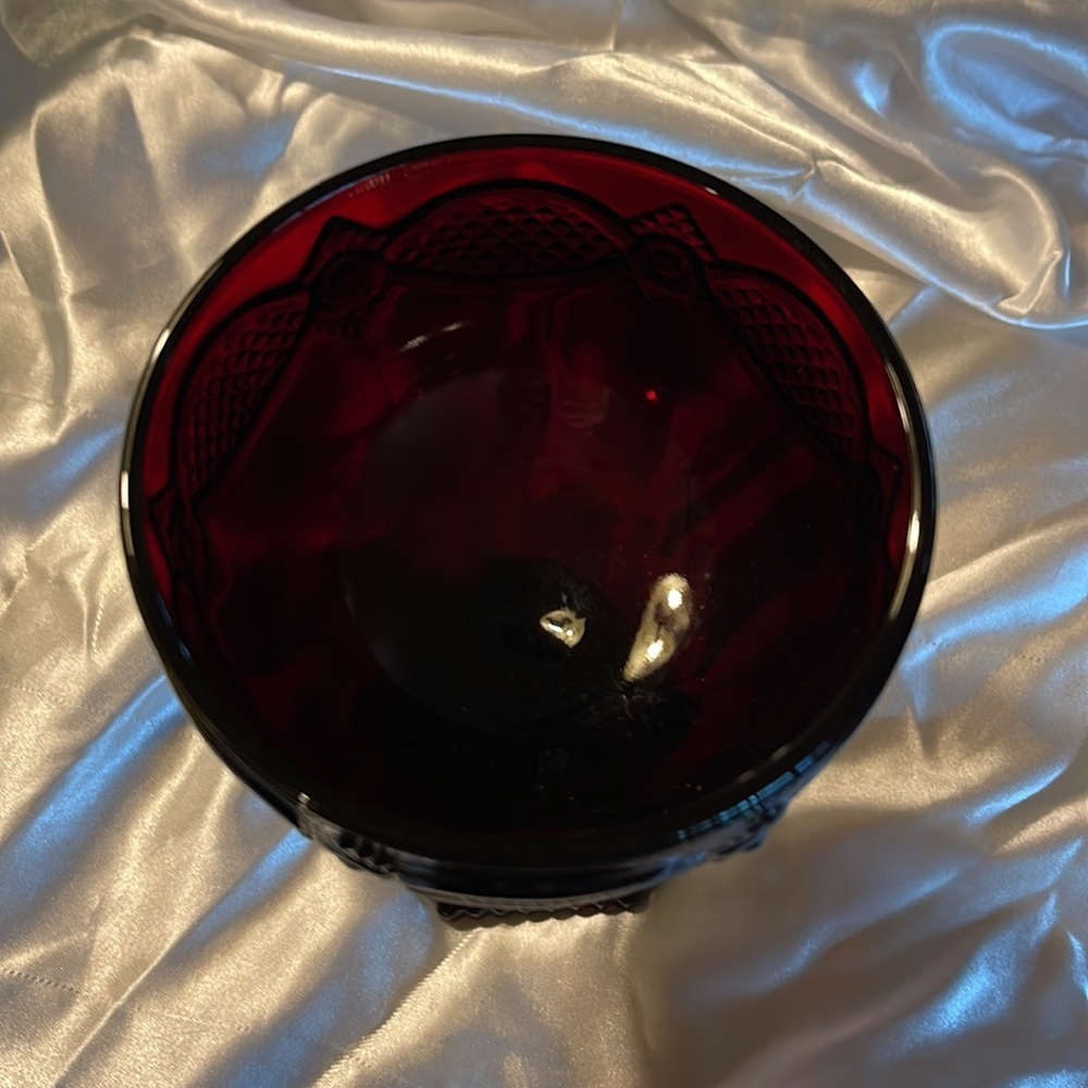 Avon Vintage Cape Cod Red Heavy Glass Saucer Champagne Goblet - Picture 3 of 7